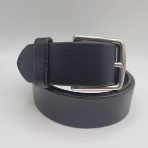Gap Belt Mens 32 Black Leather Silver Square Buckle Casual Classic Basic USA